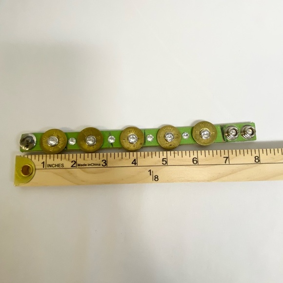 NEW Winchester 12 gauge bullet cuff bracelet Swarovski crystal Leather Handcraft - Picture 4 of 5